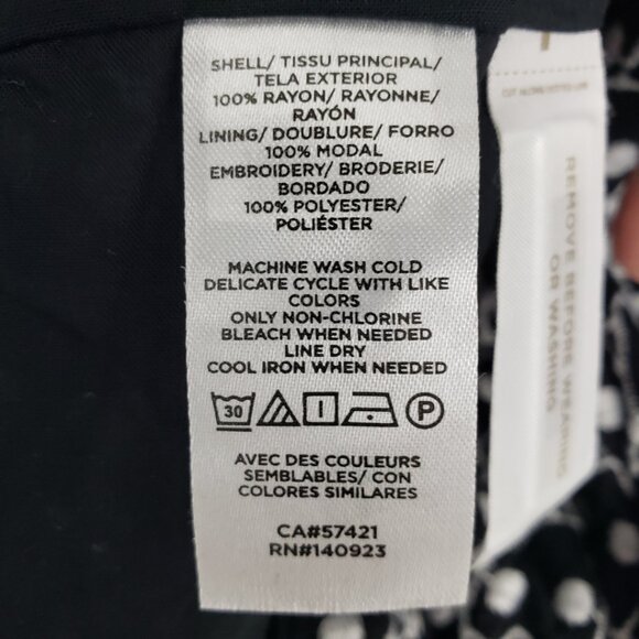 3/$25 LOFT Embroidered Eyelet Lace Swing Dress L Smocked Yoke A Line Black - Picture 10 of 10